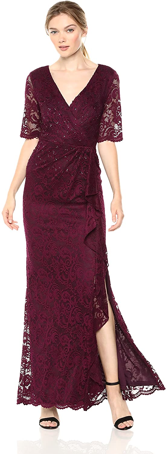 Adrianna Papell Embellished Lace Gown