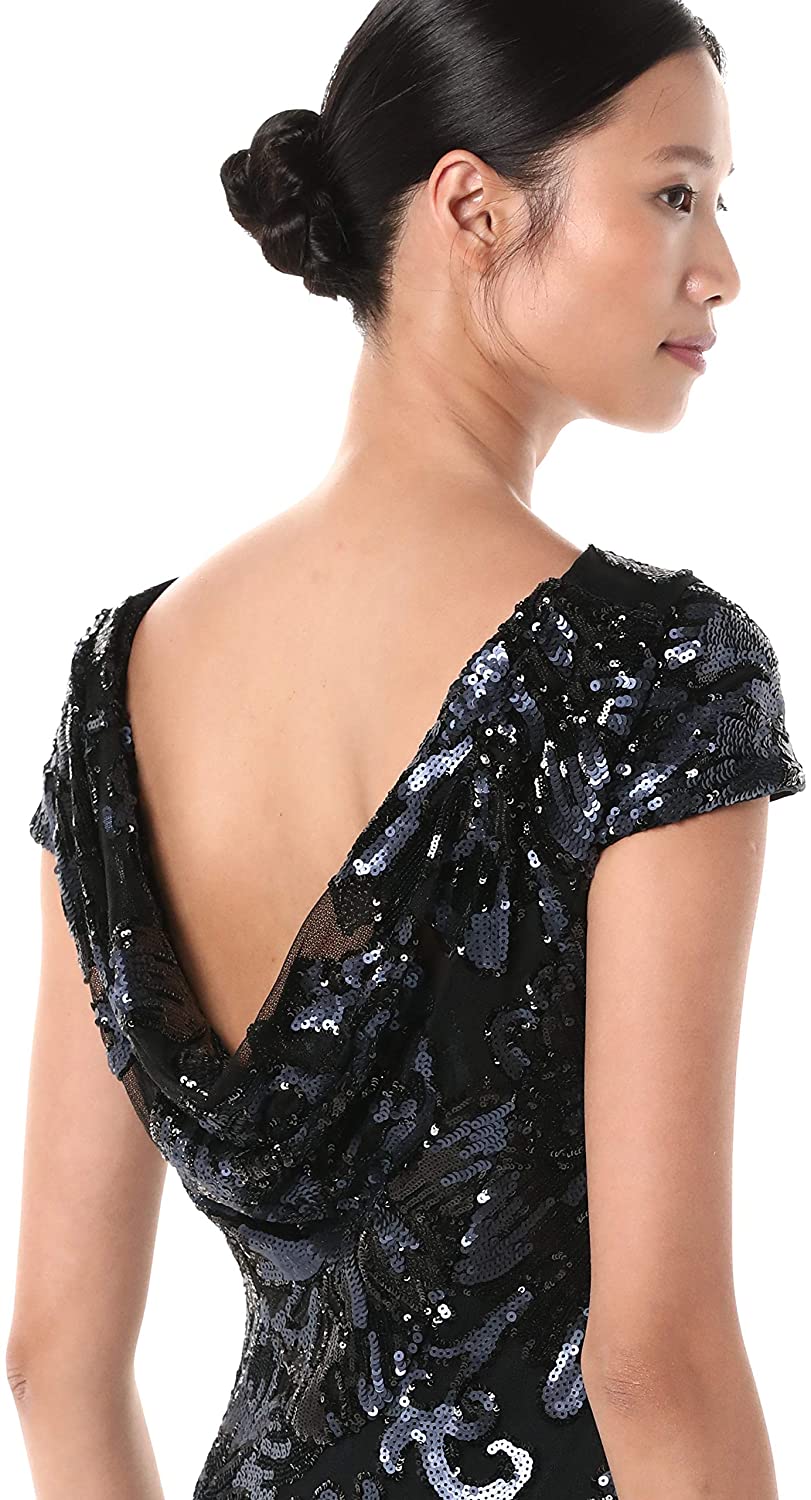 Calvin Klein Womens Draped-Back Sequined Evening Dress