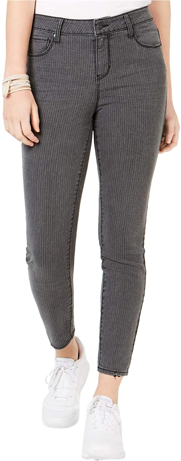 Vanilla Star Womens Pin-Striped Skinny Ankle Jeans