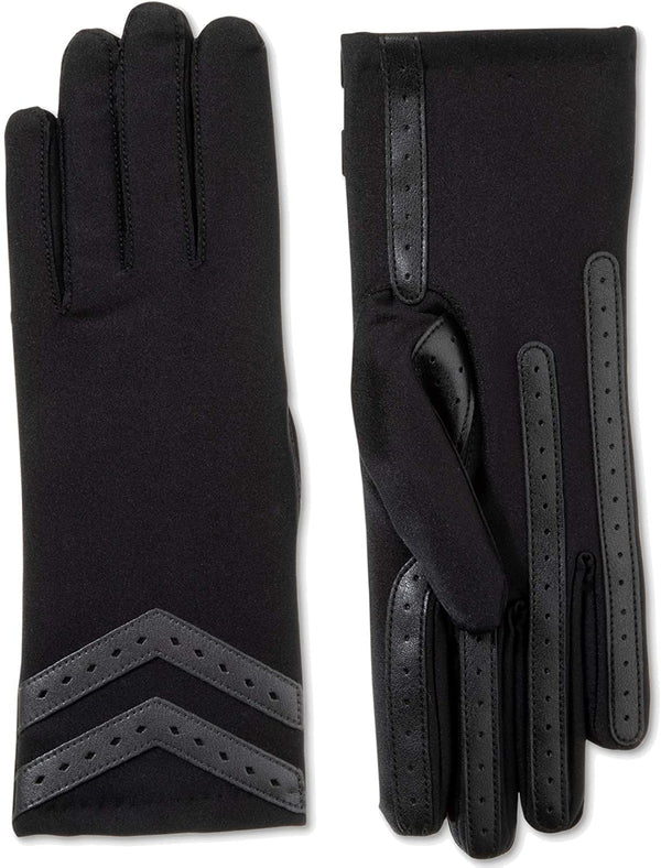 Isotoner Womens SmartDRI Chevron Spandex Stretch Touchscreen Gloves