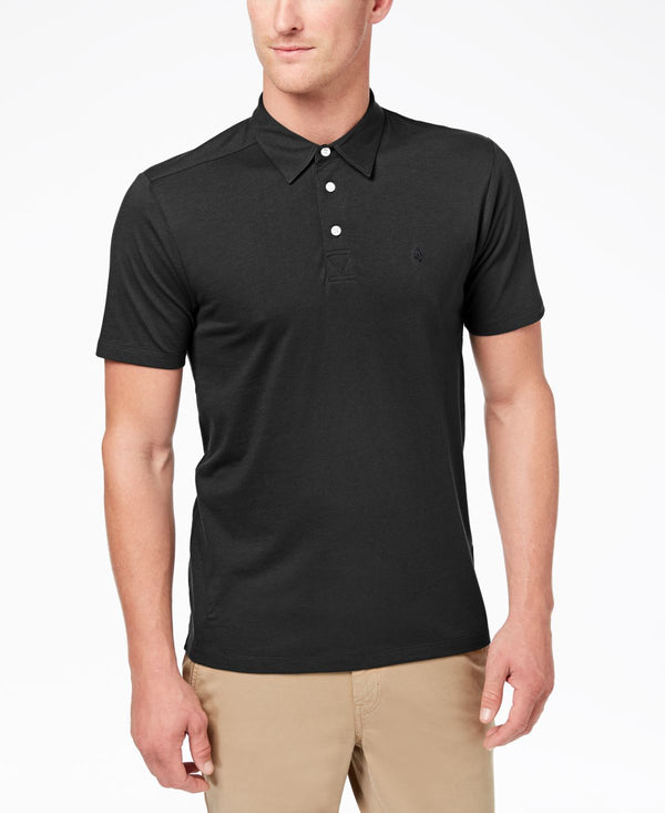 Volcom Mens Banger Short Sleeve Polo Shirt,Tinted Black,Medium
