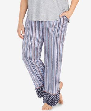 Layla Womens Plus Size Printed Drawstring Tie Pajama Pants