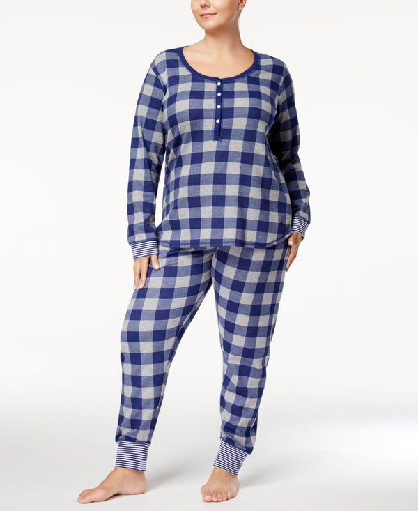 Tommy Hilfiger Womens Vintage Printed Thermal Pajama Set
