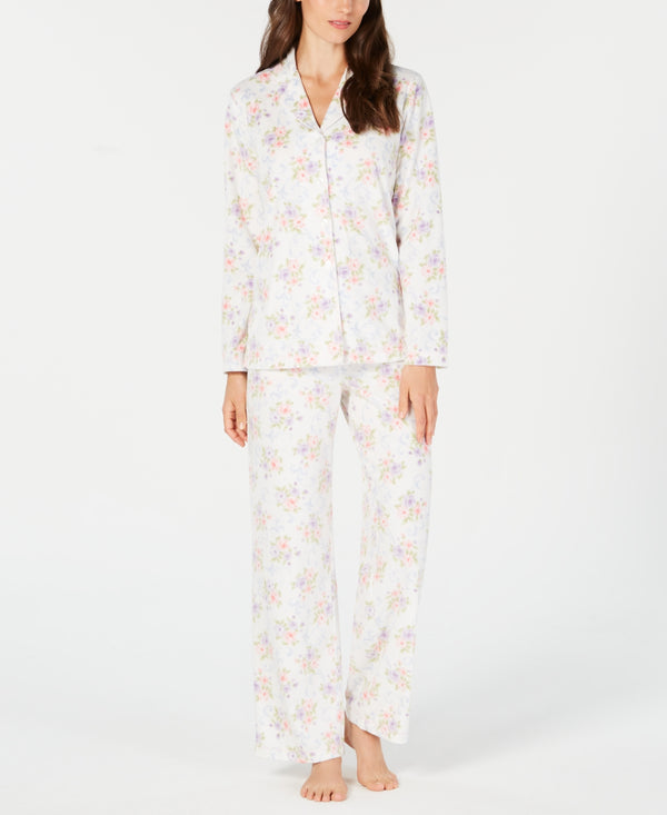 Charter Club Womens Petite Printed Fleece Pajama Set