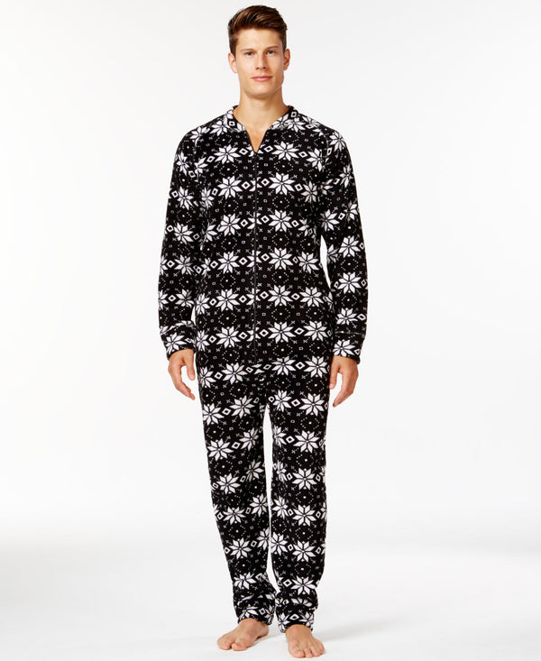 Family Pajamas Mens Holiday Snowflakes Jumpsuit