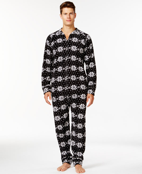 Family Pajamas Mens Holiday Snowflakes Jumpsuit