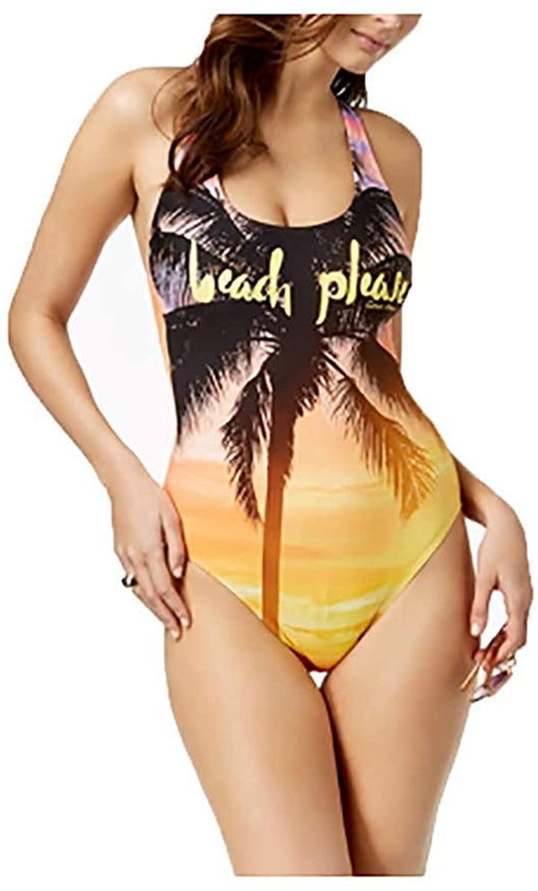 Calvin Klein Womens Printed Cross Back One Piece Swimsuit