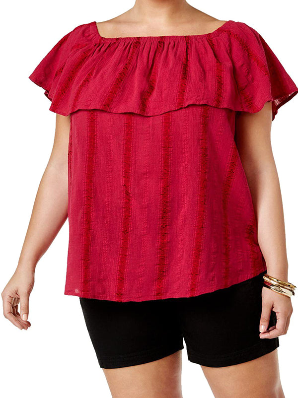 Style & Co Womens Textured Off The Shoulder Top