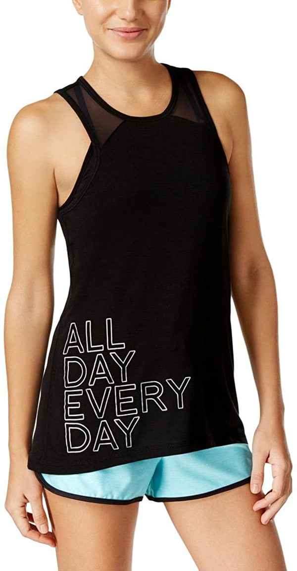 Ideology Womens All Day Graphic Racerback Tank Top