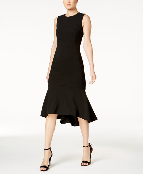 Calvin Klein Womens Petite High Low Midi Scuba Dress