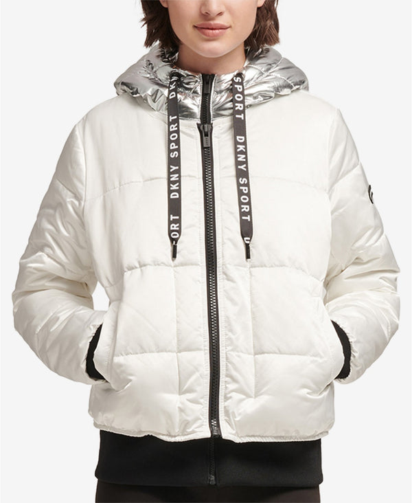 DKNY Sport Metallic-Hood Puffer Jacket
