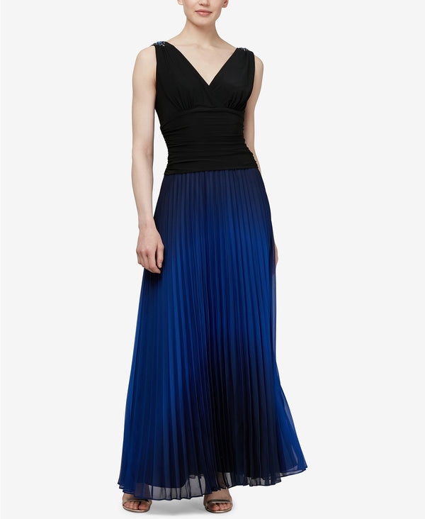 S.L. Fashions Womens Ombré Pleated Gown