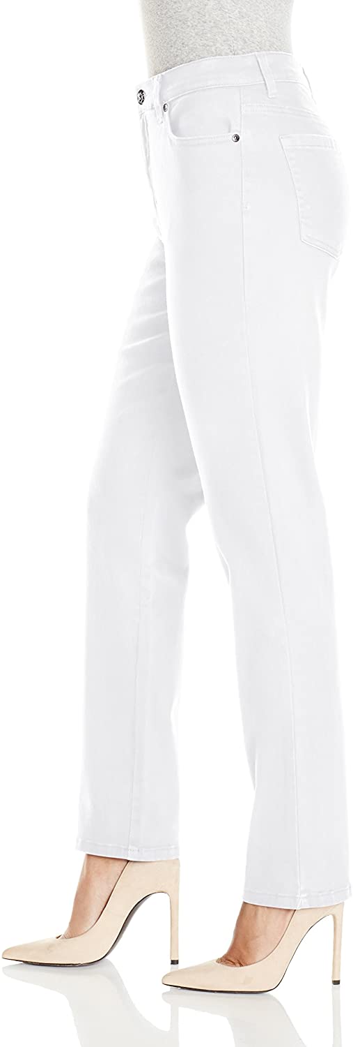 Gloria Vanderbilt Womens Amanda Classic High Rise Tapered Jeans Shell White 12