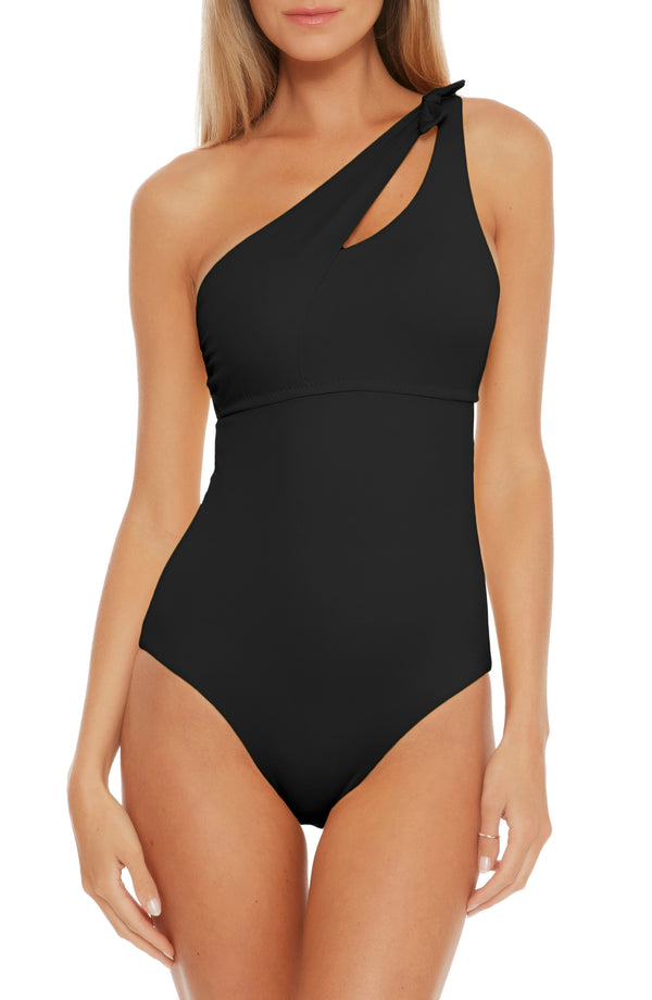Becca Womens Color Code Asymmetrical One-Piece Swimsuit