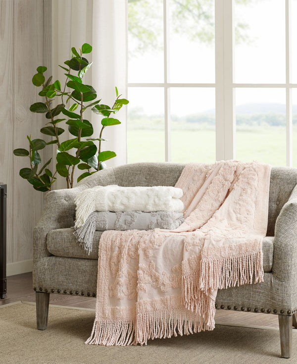 Madison Park Chloe Tufted Cotton Chenille Throw, 50 x 60 Inches