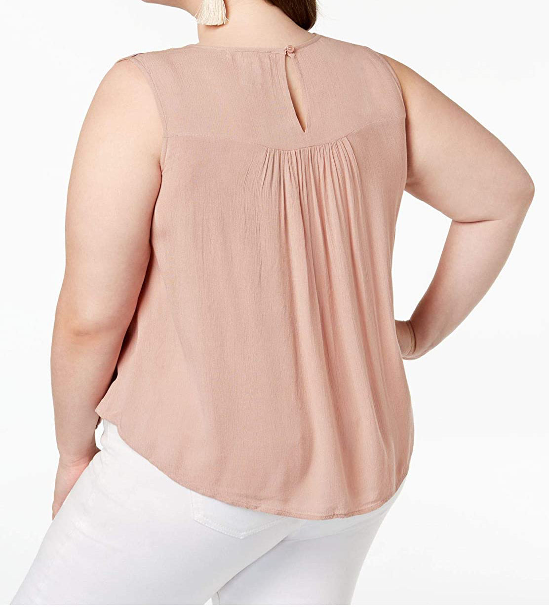 Planet Gold Womens Plus Size Embroidered Top