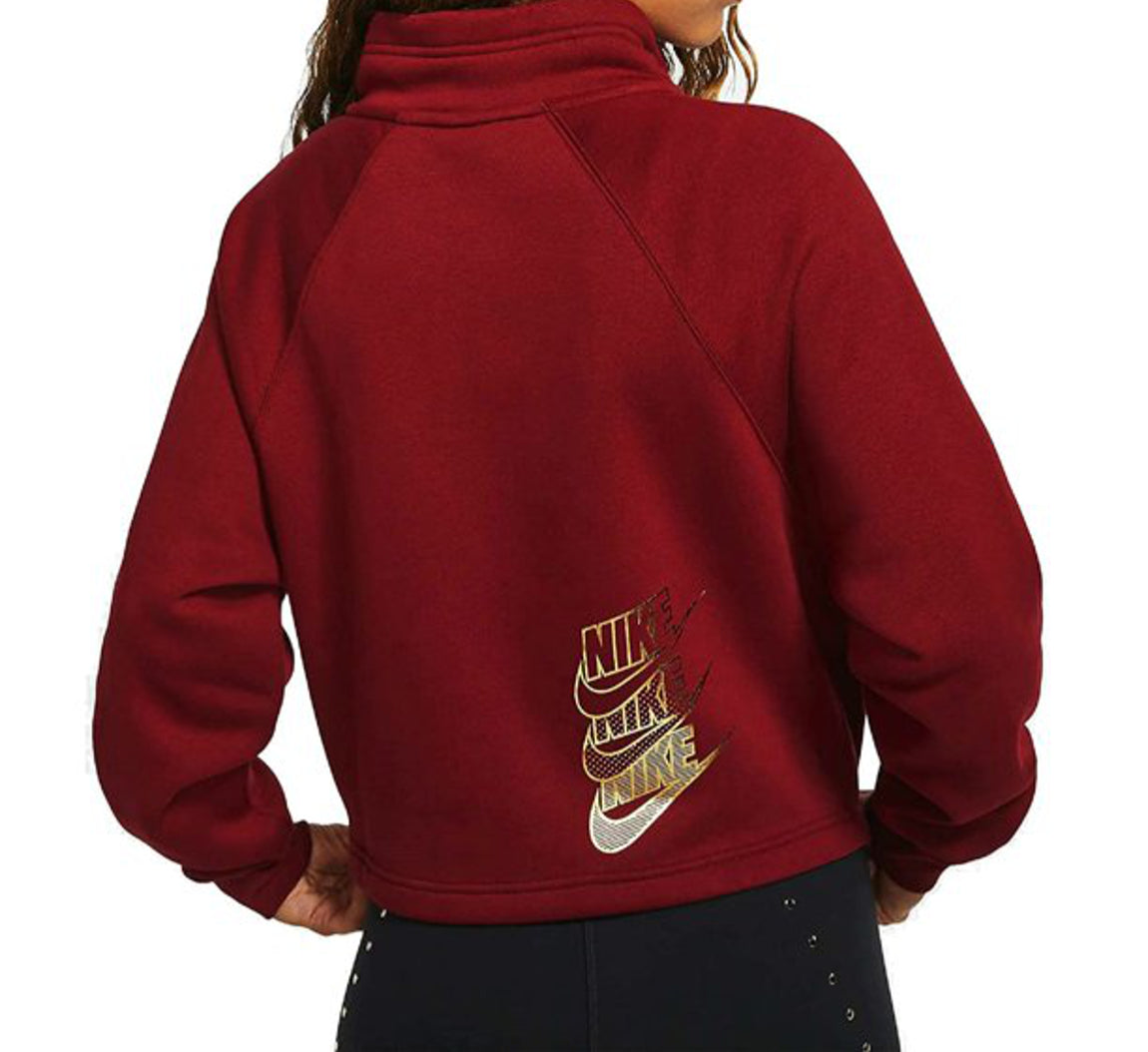 Nike Womens Shine Metallic Graphic Half Zip Sweatshirt