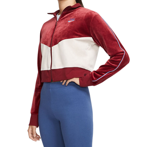 Nike Womens Velour Colorblocked Jacket,Red,Large