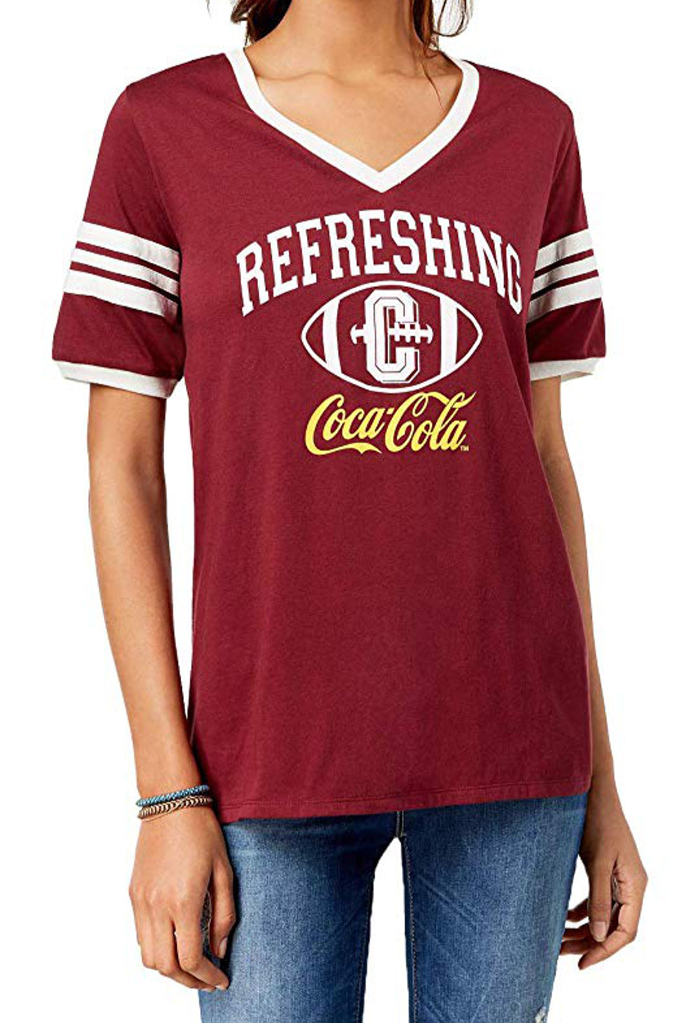 Freeze 24-7 Womens Coca-Cola-Graphic Varsity T-Shirt