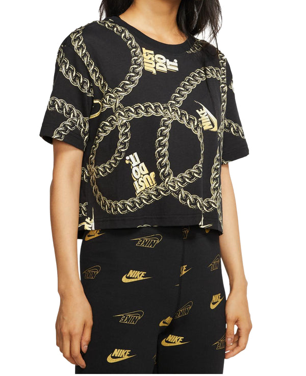 Nike Womens Glam Dunk Cotton Printed Cropped T-shirt