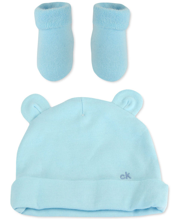 Calvin Klein Baby Boys 2 Pieces Hat And Booties Set