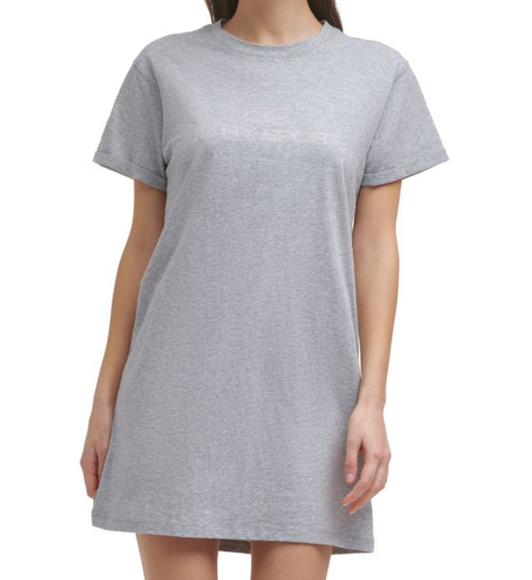 DKNY Womens Cotton Rhinestone Logo T-Shirt Dress