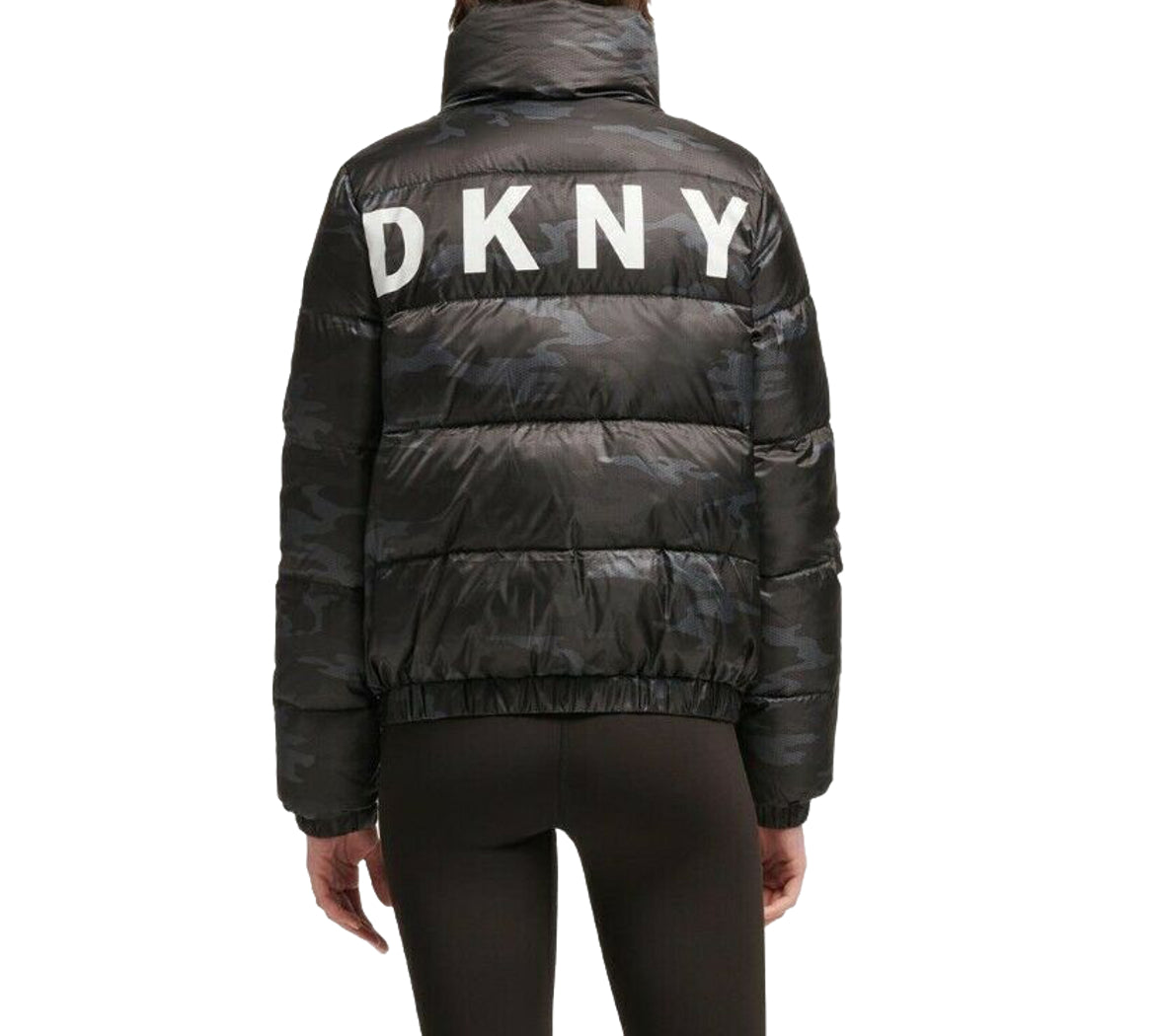 DKNY Womens Camo Print Down Jacket
