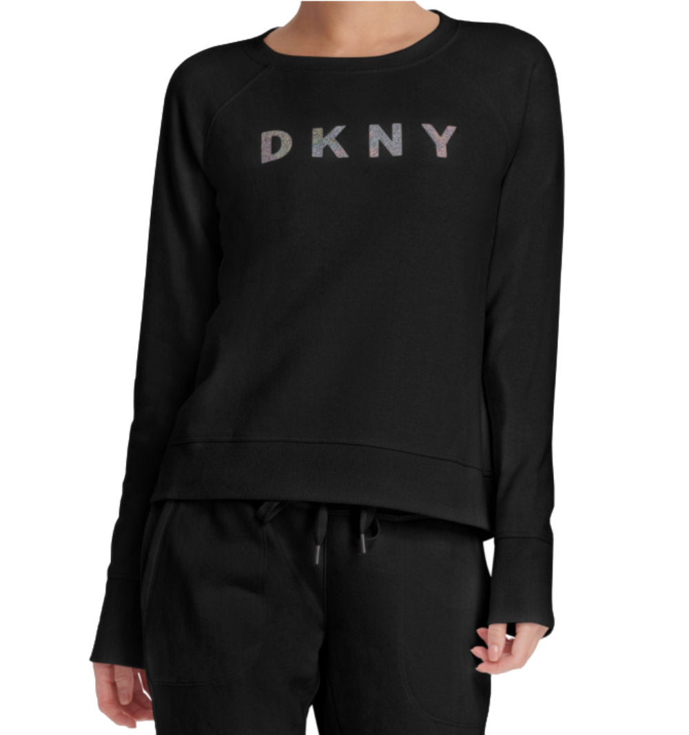 DKNY Womens Sparkle Logo Sweatshirt