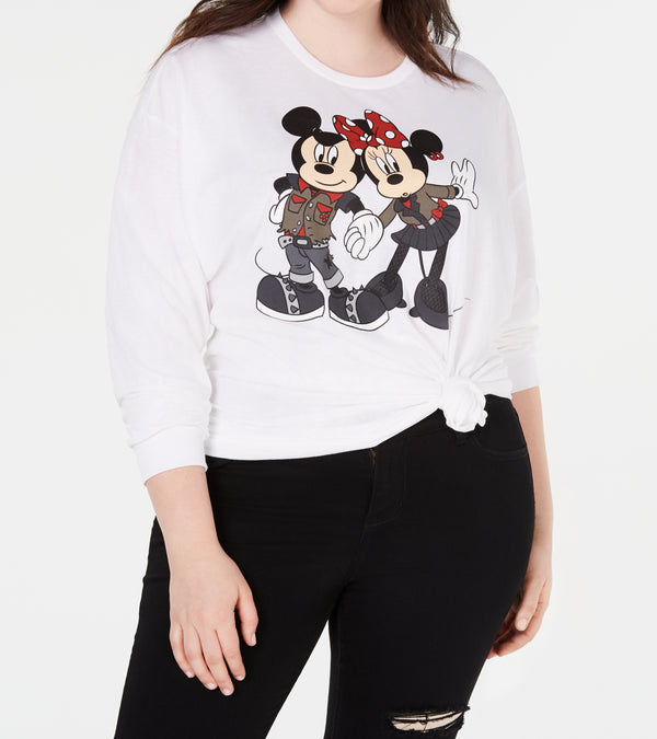 Mighty Fine Womens Plus Size Cotton Mickey And Minnie T-Shirt