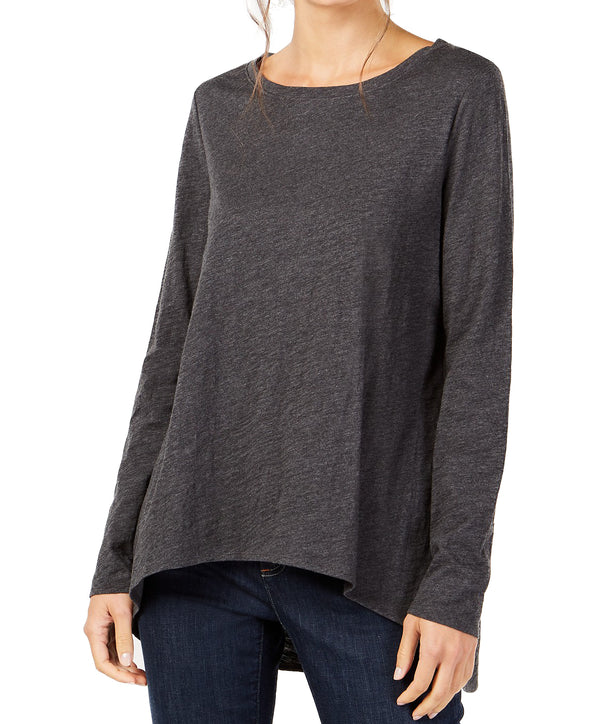 Eileen Fisher Womens Cotton High Low Top
