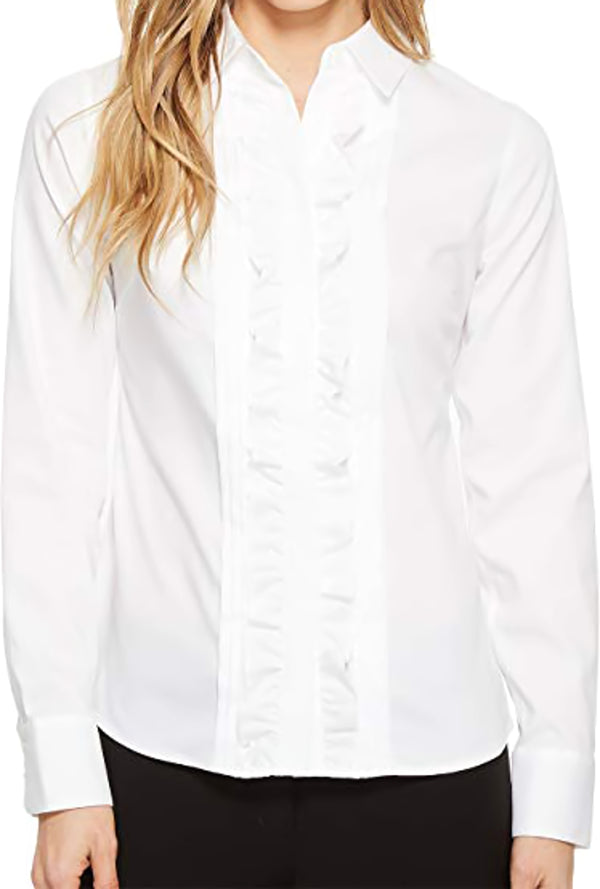 Tommy Hilfiger Womens Cotton Ruffled Blouse