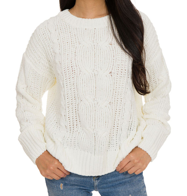 Hippie Rose Juniors Mixed Knit Chenille Sweater
