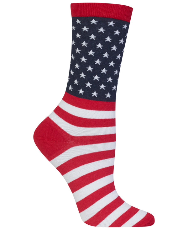 Hot Sox Womens American Flag Fashion Crew Socks