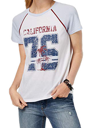 Rebellious One Juniors Cotton California Graphic T-Shirt,White,Medium