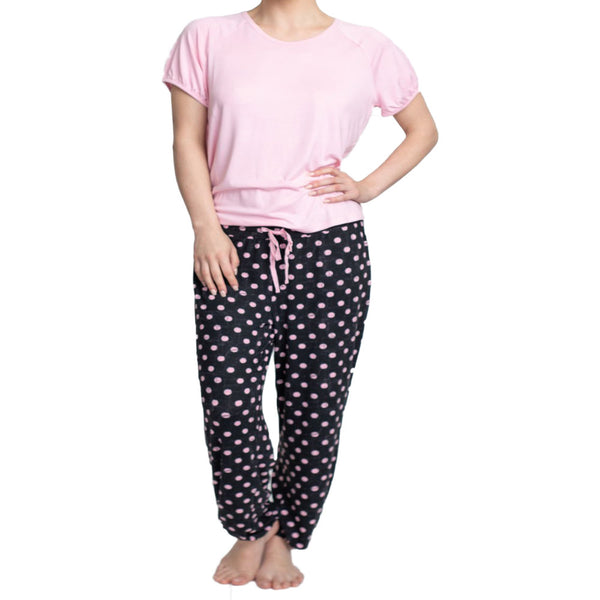Muk Luks Womens T-Shirt And Printed Pants Pajama Set