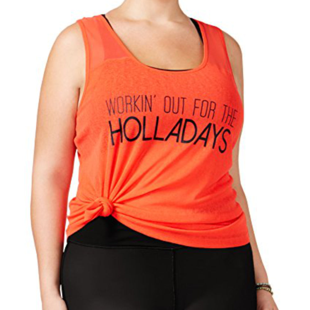 Material Girl Womens Active Plus Size Graphic Racerback Tank Top