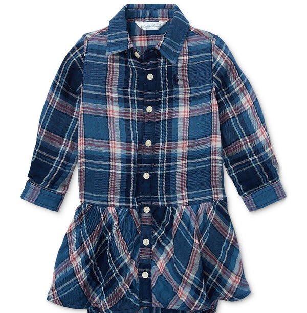 Ralph Lauren Infant Girls Plaid Cotton Shirt Dress