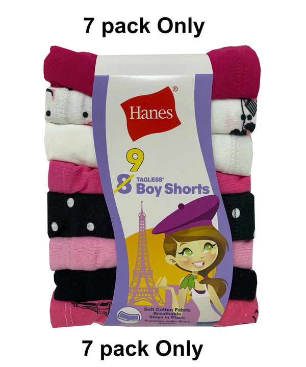 Hanes Girls Tagless Boyshorts 7 Pack