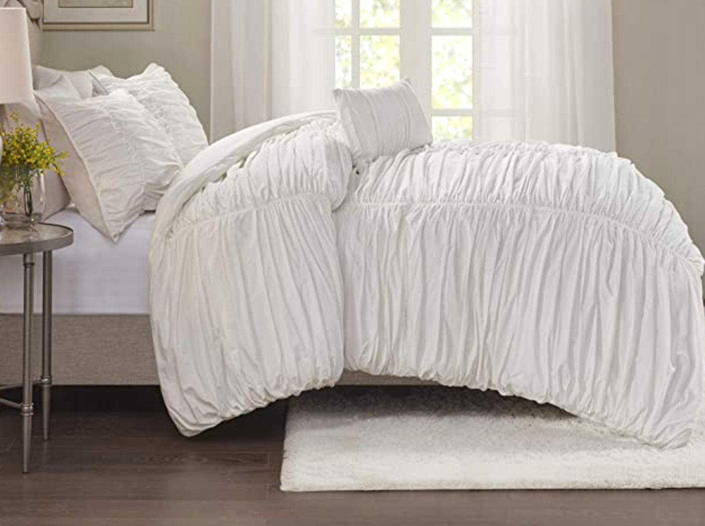 Madison Park Comforter Set-Textured Luxury Design Bedding, Sham, Pillows 4Piece