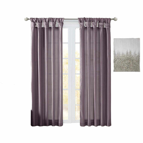 Madison Park Emilia Faux Silk Single Curtain with Privacy Lining, DIY Twist Tab Top, Window Drape for Living Room, Bedroom and Dorm