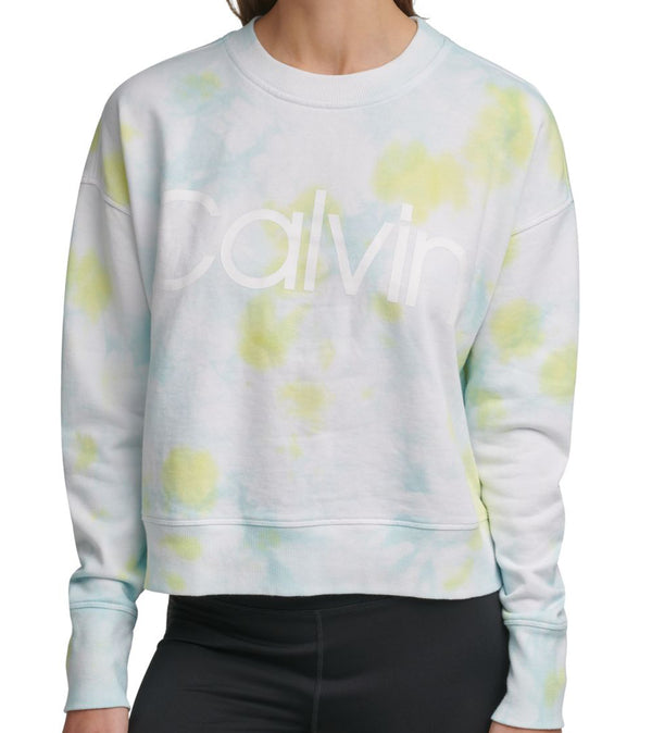 Calvin Klein Womens Performance Logo Tie-Dyed French Terry Sweatshirt