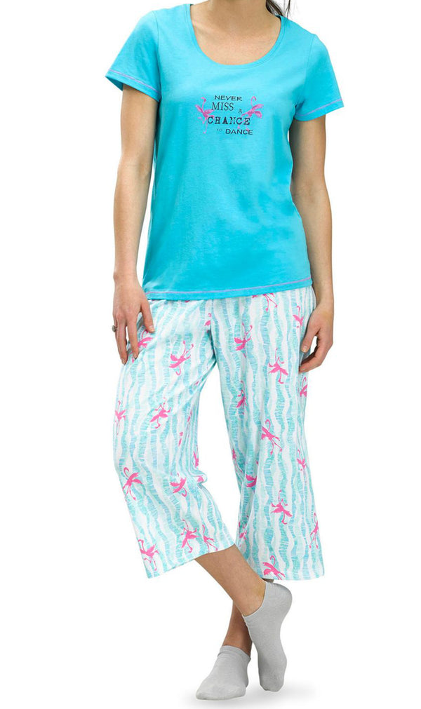 HUE Womens Flamingo Capri Pajama Pants Set