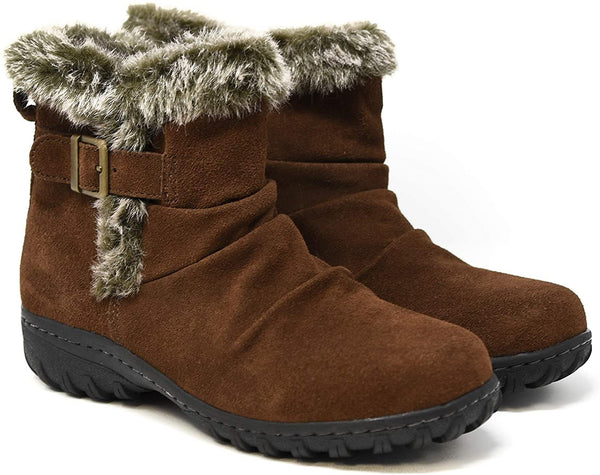 Khombu Womens Lindsey Suede Faux Fur All-Weather Boots