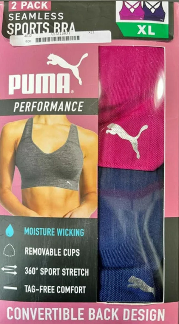 PUMA Performance Womens Seamless Sports Bra 2 Pack
