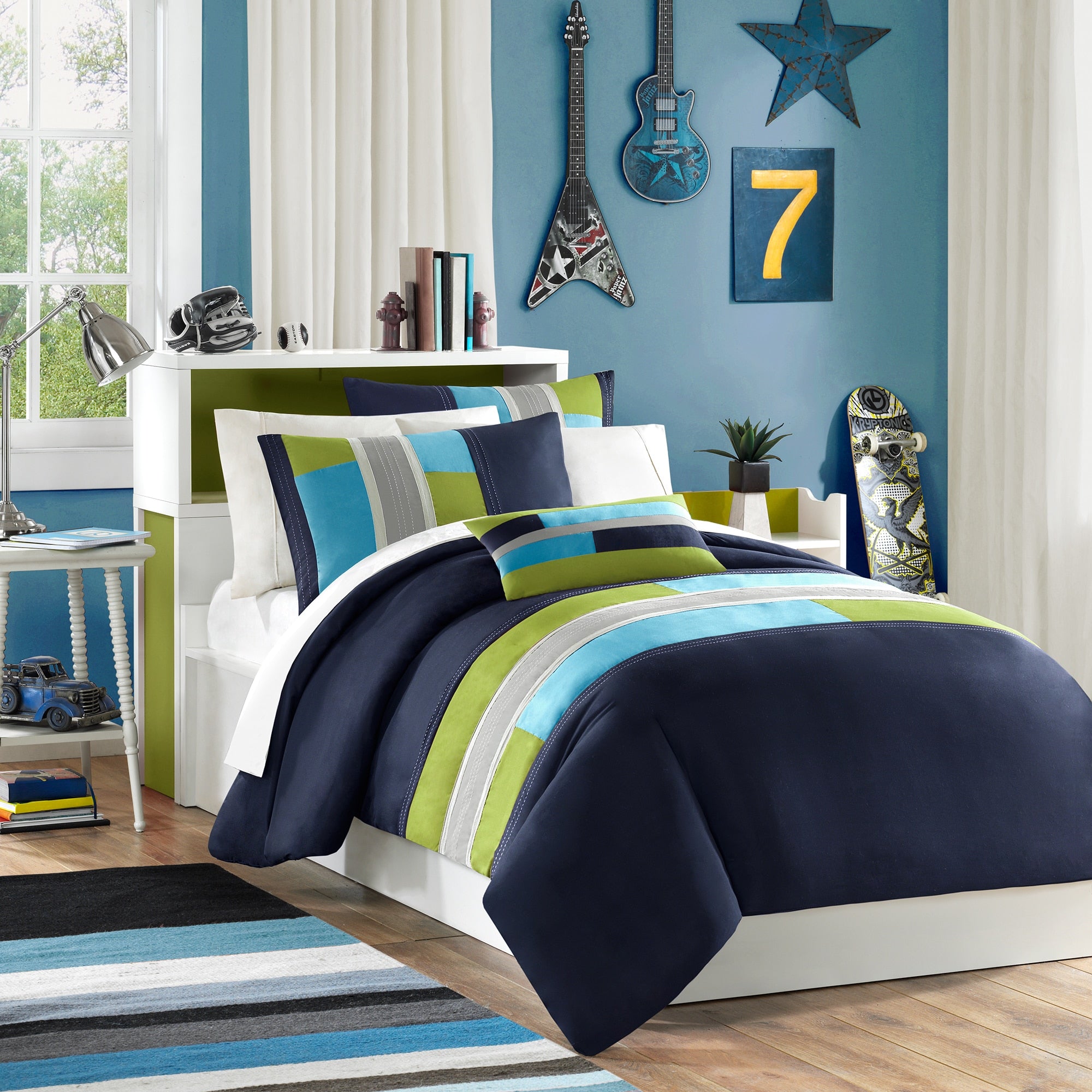 MI ZONE Duvet Modern Casual Vibrant Colorblock Design All Season Comforter Cover Teen Bedding, Boys Bedroom Décor