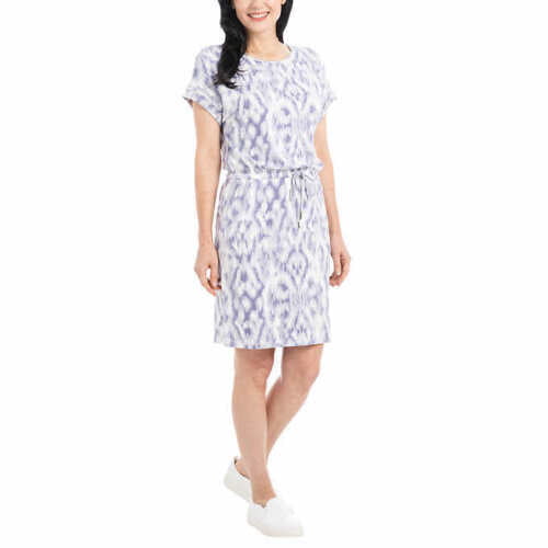 Hilary Radley Womens Short Sleeve Dress,Lavender & Off-White,XX-Large
