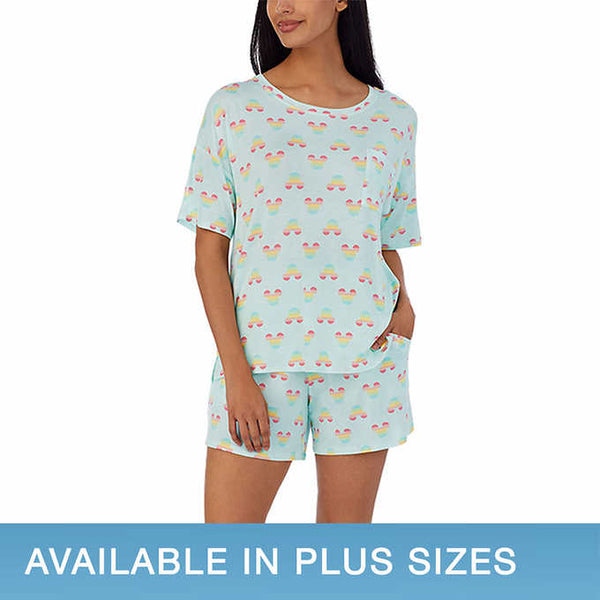 Disney Womens 2 Pieces Shirt & Short Pajama Set,Large