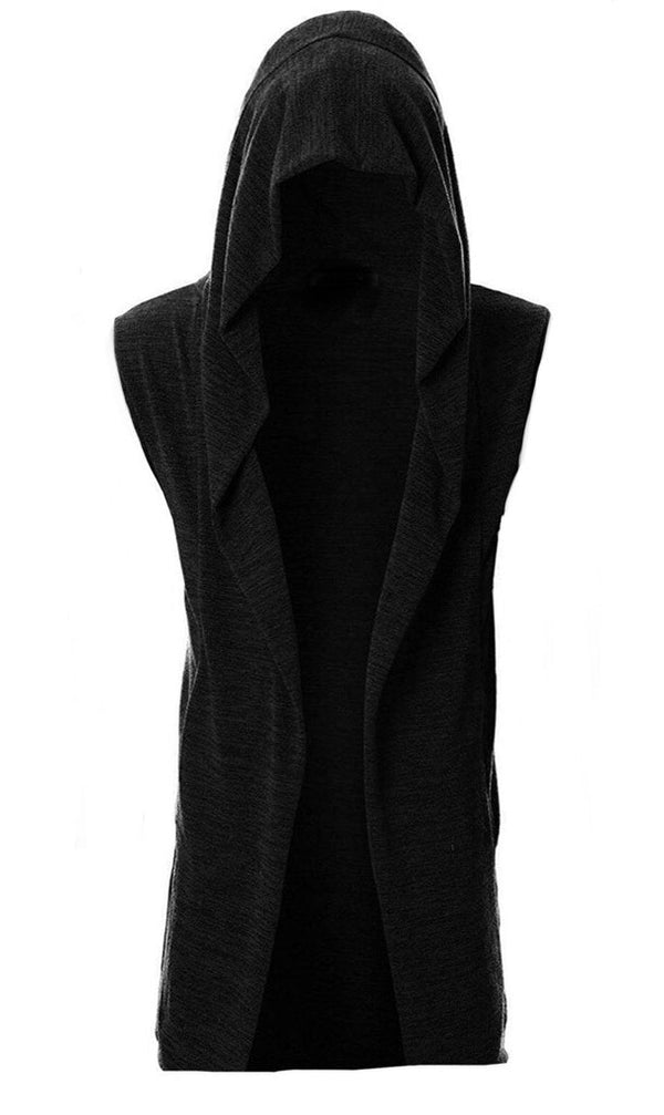 GIVON Unisex Sleeveless Hooded Cardigan,Black,Medium