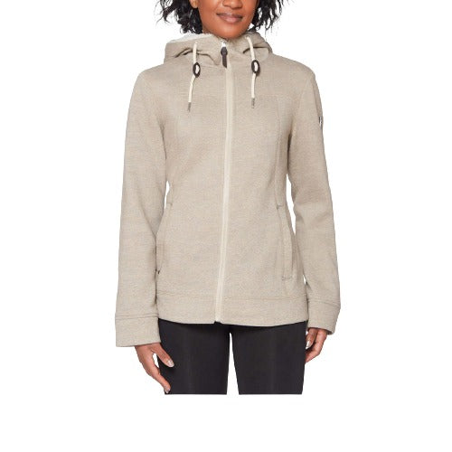 1 Madison Womens Knit Faux Fur Hood Full Zip Jacket,Oatmeal /Melange,Medium
