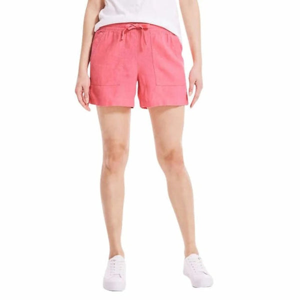 Nautica Womens Linen Blend Pull-On Shorts,Pink,Small